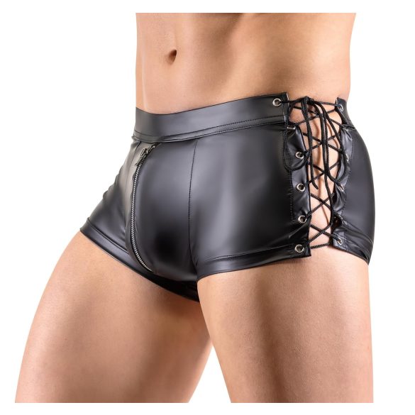 Svenjoyment - boxershort met zijkant vetersluiting - mat - zwart - M