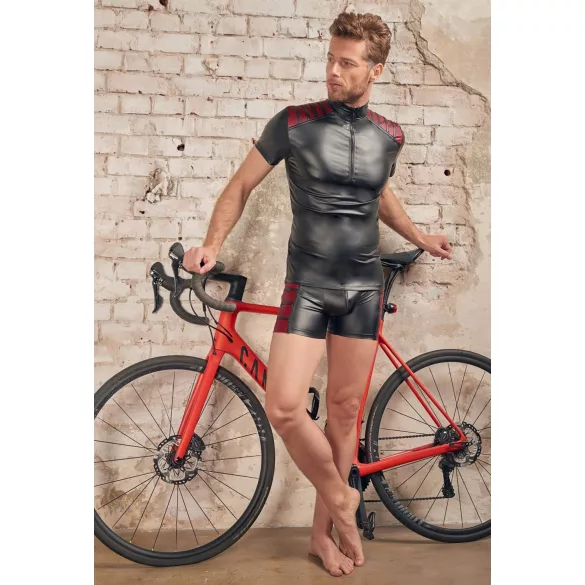 NEK - heren top met rits en rode inzet - zwart - XL