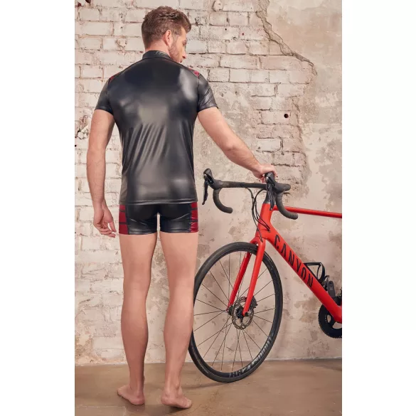 NEK - heren top met rits en rode inzet - zwart - XL