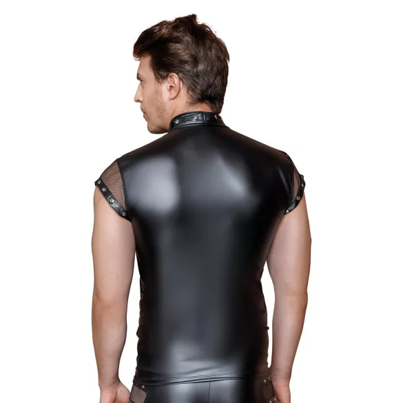 NEK - seksy heren top met studs en netdetails (zwart) - M