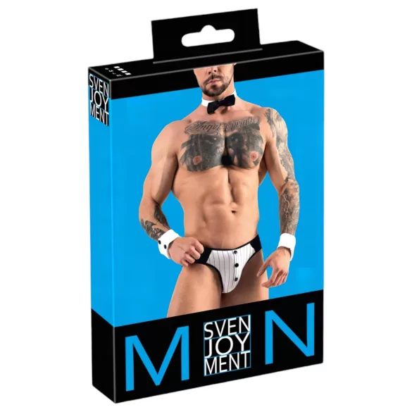 Svenjoyment - heren string kostuum set - ober - zwart/wit