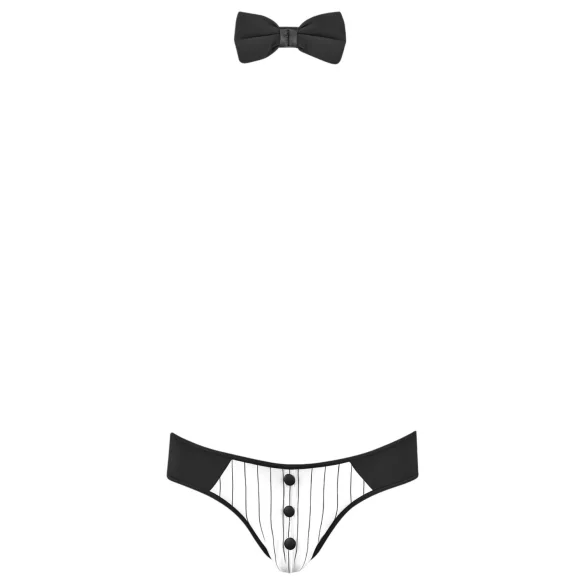 Svenjoyment - heren string kostuum set - ober - zwart/wit