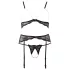 Abierta Fina - lingerie set - kant en parels - zwart - M