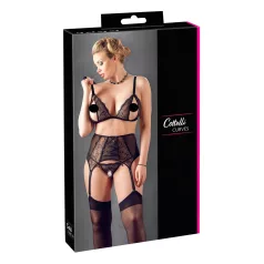 Cottelli Plus Size - Lingerieset trio - Kant - Zwart