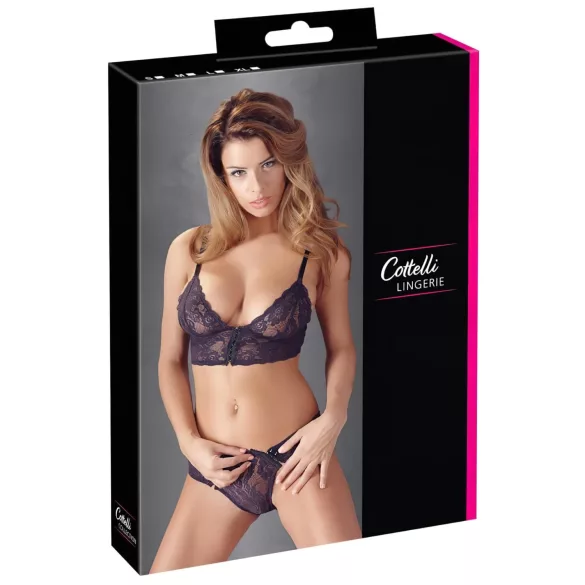 Cottelli - bh set - bloemen kant - paars - XL