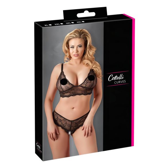 Cottelli Plus Size - kanten bh-set (zwart) - XXL