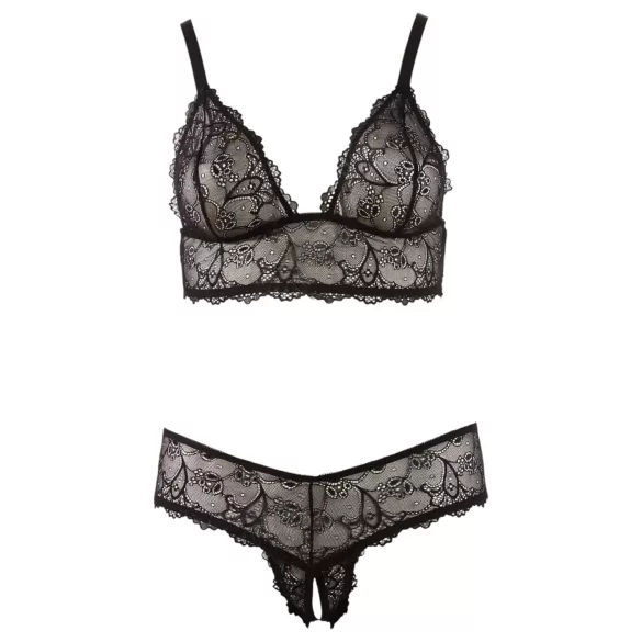 Cottelli Plus Size - bh set - kant - zwart - XXL