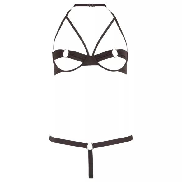 Cottelli - bh set met metalen ringen - zwart - 80B/M