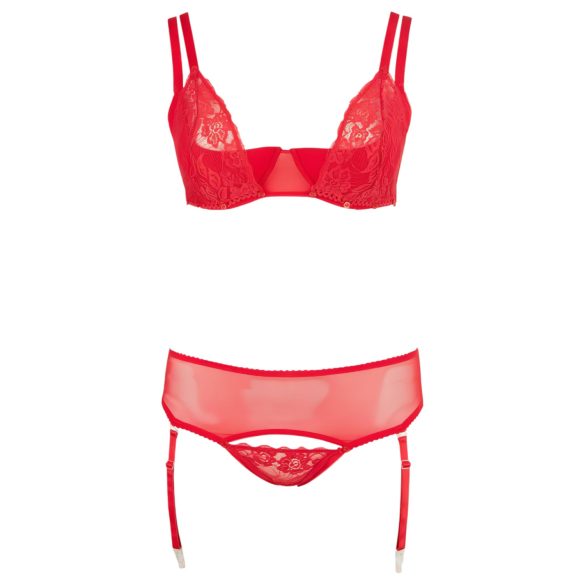 Cottelli Plus Size - lingerie set - verstelbaar - rood - 90D/XL
