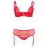 Cottelli Plus Size - lingerie set - verstelbaar - rood - 90D/XL