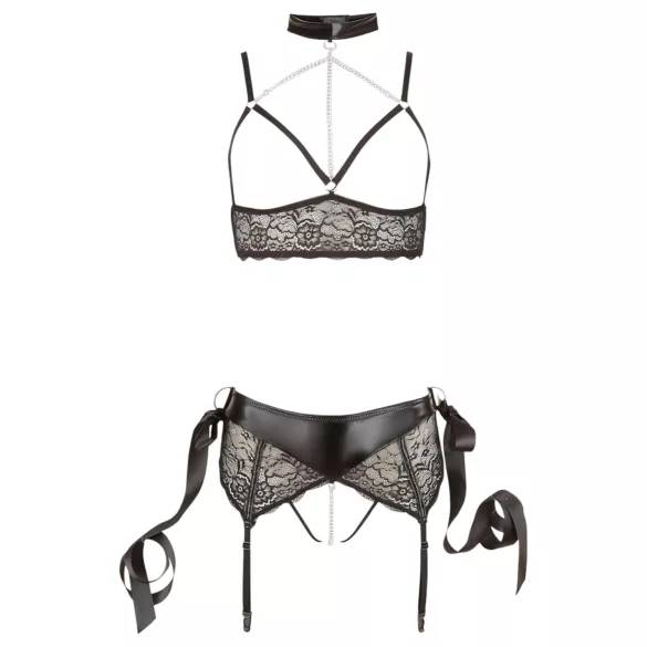 Cottelli Bondage - lingerie set - 5-delig - kant - zwart - L