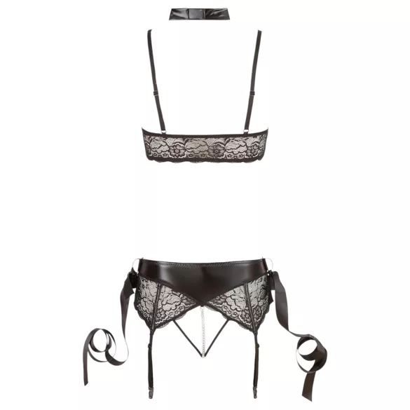 Cottelli Bondage - lingerie set - 5-delig - kant - zwart - XL