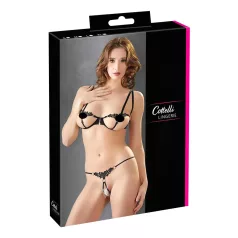 Cottelli - lingerie set - geborduurd en glanzend - zwart - M
