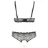 Cottelli Plus Size - bh set met parels - zwart - 2XL