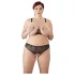 Cottelli Plus Size - bh set met parels - zwart - 3XL