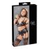 Cottelli Bondage - glanzend kanten lingerie set (4-delig)