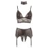 Cottelli Bondage - glanzend kanten lingerie set (4-delig)