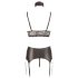 Cottelli Bondage - glanzend kanten lingerie set (4-delig)