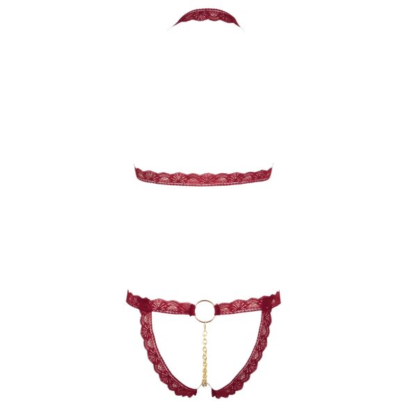 Cottelli - open bh set met metalen ringen - rood