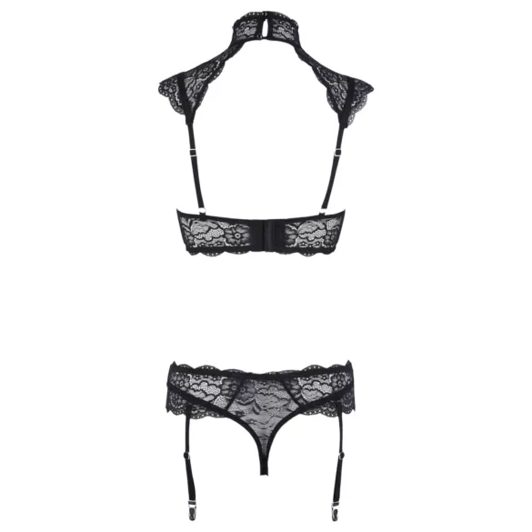 Cottelli - kanten beha-set met kraagje (zwart)