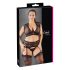 Cottelli Plus Size - lingerie set - kant - strass steentjes - zwart - XL