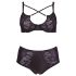 Cottelli Plus Size - Kruisband BH en slip (zwart) - 85E/L