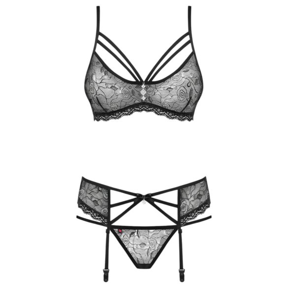 Obsessive - lingerie set - met strass steentjes - zwart