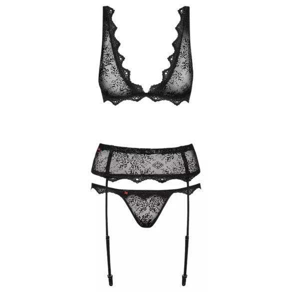 Obsessive Emperita - lingerie set - borduurwerk - zwart - L/XL