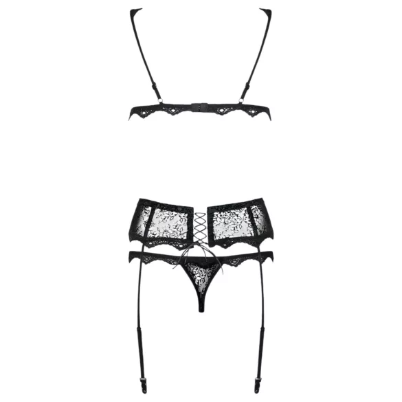 Obsessive Emperita - lingerie set - borduurwerk - zwart - L/XL