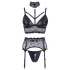 Cottelli Bondage - kanten lingerieset met boeien (zwart) - L