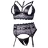 Cottelli Bondage - kanten lingerieset met boeien (zwart) - L