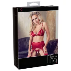 Abierta Fina - glinsterende kettinglingerieset (rood) - M