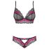 Obsessive Tulia - kant-en-lingerieset (zwart-roze)