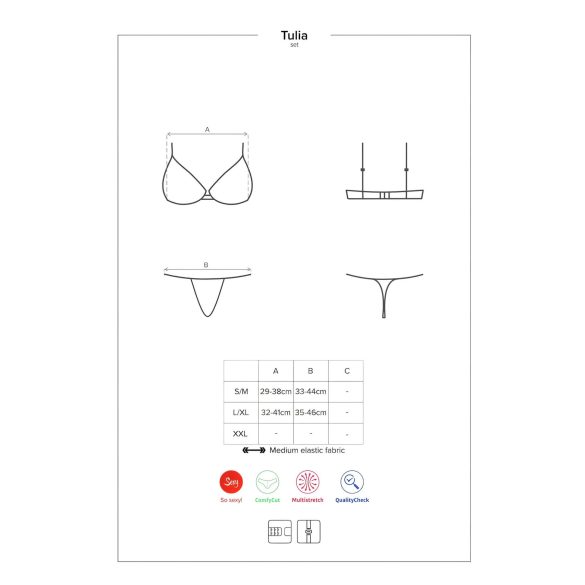 Obsessive Tulia - kant-en-lingerieset (zwart-roze)