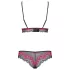 Obsessive Tulia - kanten lingerieset (zwart‑roze) - L/XL