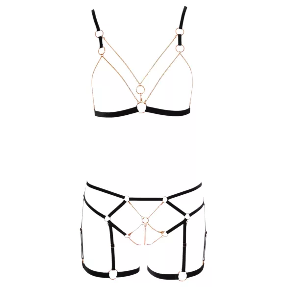 Cottelli - bodyharnas met kettingen - 2-delig - zwart - L