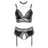 Cottelli Curves - lingerie set - glanzend effect - zwart - 2XL