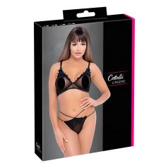 Cottelli - transparante kanten bh-set (zwart)