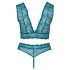 Cottelli Curves - korset kanten lingerieset (blauw) - 2XL