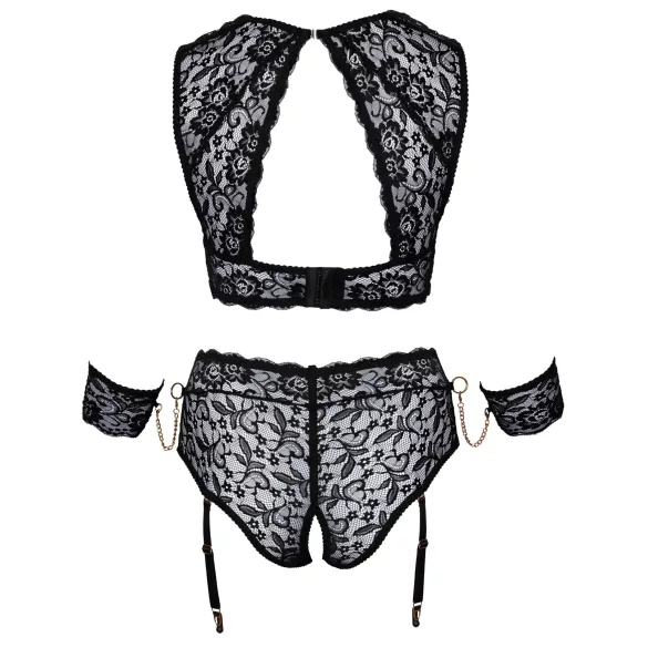 Cottelli Bondage Plus Size - kanten beha set (zwart) - 3XL