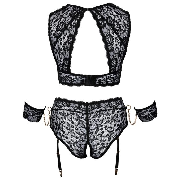 Cottelli Bondage Plus Size - kanten beha set (zwart) - 4XL
