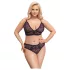 Cottelli Plus Size - doorzichtig patroon BH set (paars) - 2XL