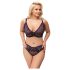 Cottelli Plus Size - Doorzichtig paarse bh-set met patroon - 2XL