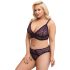 Cottelli Plus Size - Doorzichtig paarse bh-set met patroon - 2XL