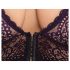 Cottelli Plus Size - Doorzichtig paarse bh-set met patroon - 2XL