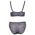 Cottelli Plus Size - Doorzichtig paarse bh-set met patroon - 2XL