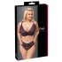 Cottelli Plus Size - Doorzichtig paarse bh-set met patroon - 4XL