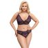 Cottelli Plus Size - Doorzichtig paarse bh-set met patroon - 4XL