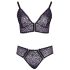 Cottelli Plus Size - Doorzichtig paarse bh-set met patroon - 4XL