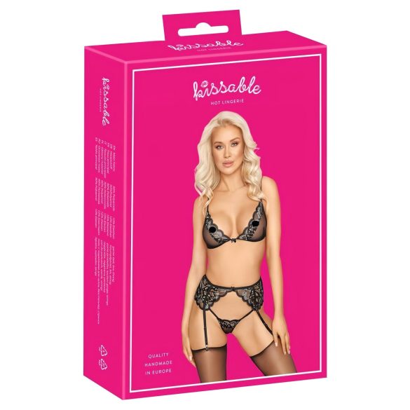 Kissable - verleidelijk lingerie set (zwart) - L/XL